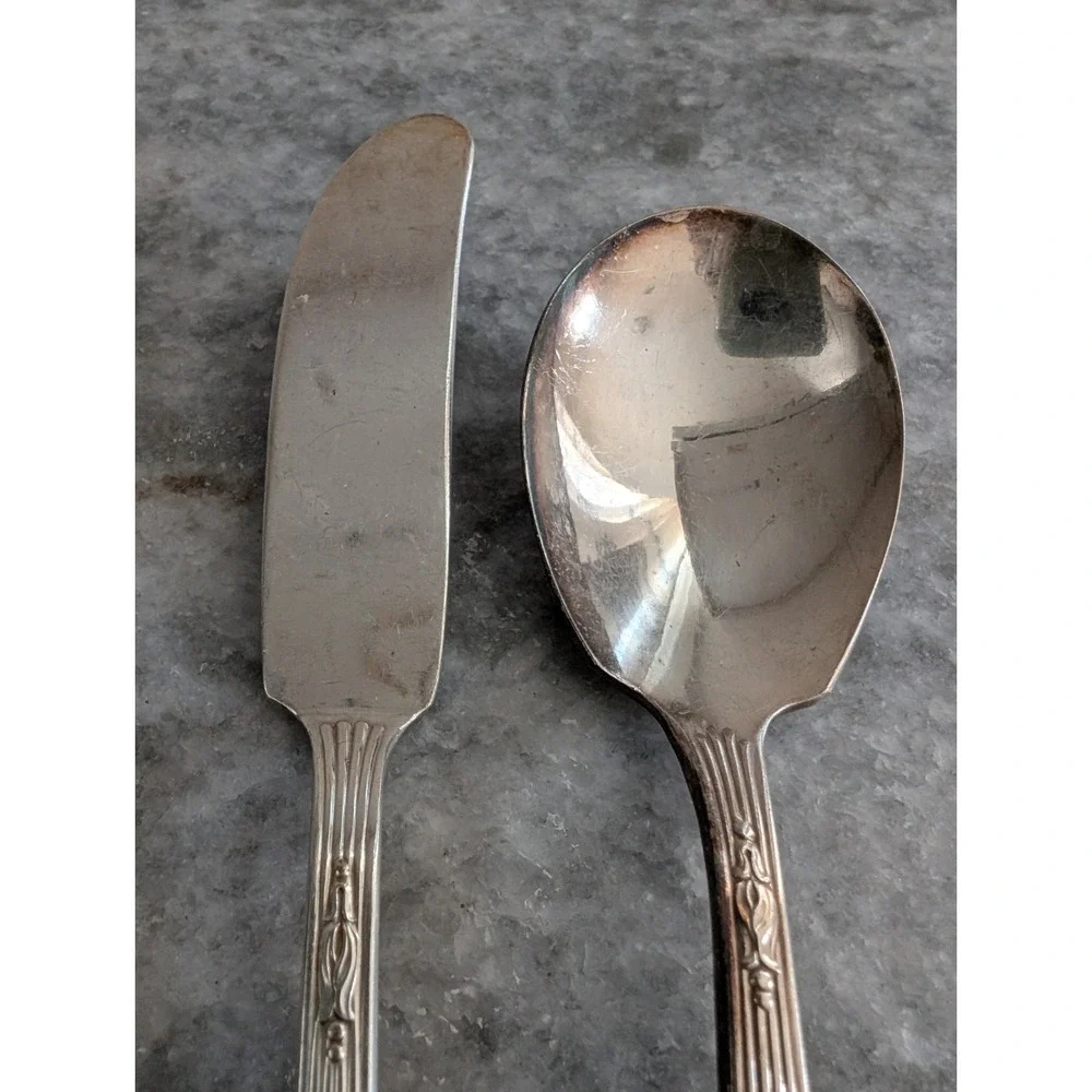 Wm Rogers International Silver Sugar Spoon‎ & Spreader Silver plated